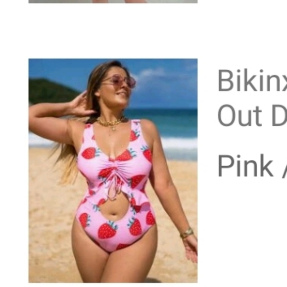 Other - Bikinx Plus Strawberry Print Cut Out